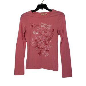 American Eagle “Open for Brunch” Graphic Tee | Size M | Rose Pink Long Sleeve